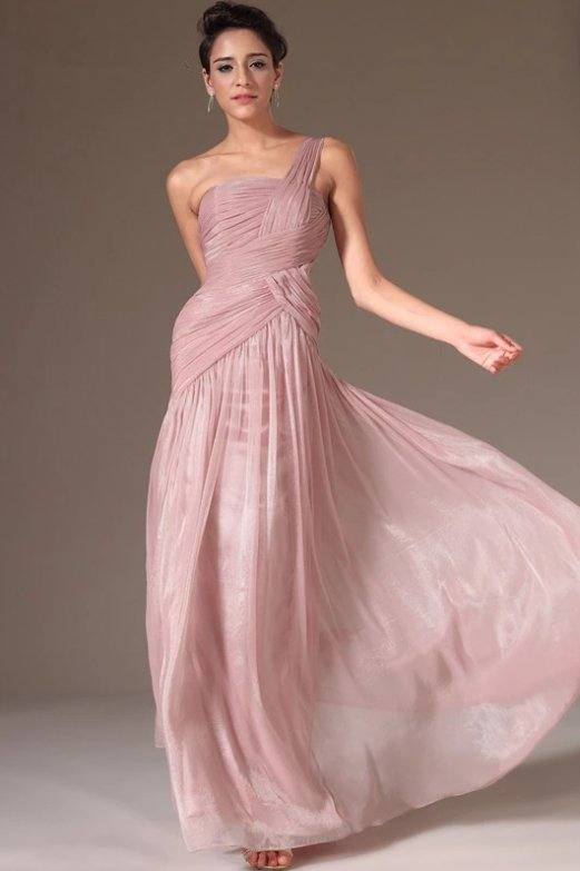 Blush Evening Dresses Mermaid One-shoulder Chiffon Plus Size Long Formal Party Evening Gown Prom Dresses Robe De Soiree - RongMoon