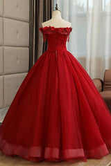 Burgundy tulle lace long prom dress burgundy tulle formal dress - RongMoon