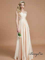 V-neck Elastic Sain A-line Newest Long Bridesmaid Dresses - RongMoon