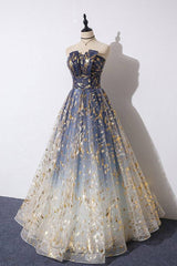 Unique tulle lace long prom dress tulle formal dress - RongMoon