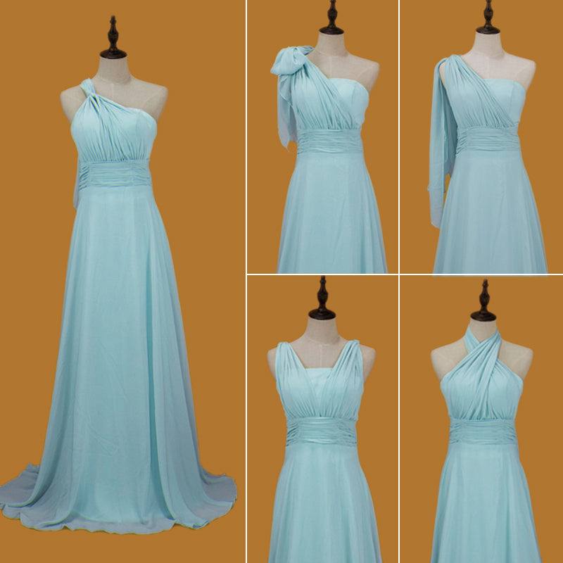 Sky Blue A-line Multi-Way Wrap Chiffon Long Bridesmaid Dress-CHRIS - RongMoon
