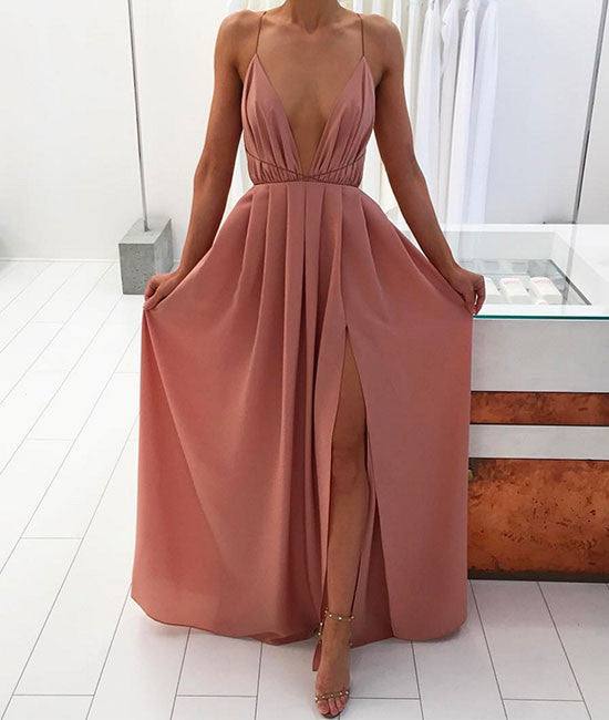 Simple A-line Backless Long Prom Dress, Evening Dress - RongMoon