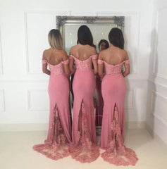 Backless Bridesmaid Dresses For Women Mermaid Off The Shoulder Lace Beaded Long Cheap Under 50 Wedding Party Dresses - RongMoon