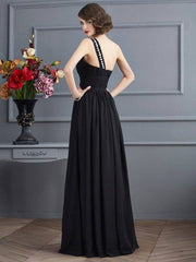 A-Line/Princess One-Shoulder Sleeveless Chiffon Long Mother of the Bride Dresses - RongMoon