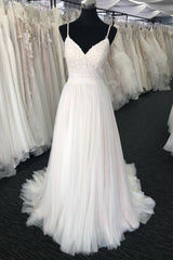 Light champagne tulle long prom dress, champagne tulle evening dress - RongMoon