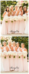 New Simple Pink Bridesmaid Dresses, A-line Chiffon Bridesmaid Dresses - RongMoon