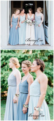 Spaghetti Straps Elegant Bridesmaid Dresses, Chiffon Simple Bridesmaid Dresses - RongMoon