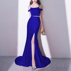 Mermaid Style Long Green Jersey Two Piece Prom Dresses 2018