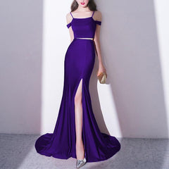 Mermaid Style Long Green Jersey Two Piece Prom Dresses 2018