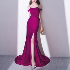 Mermaid Style Long Green Jersey Two Piece Prom Dresses 2018