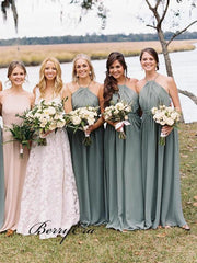 Halter Wedding Bridal Dresses, A-line Simple Bridesmaid Dresses - RongMoon