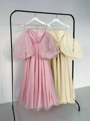 Simple sweetheart neck tulle tea length prom dress, tulle formal dress - RongMoon