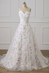 White sweetheart A line tulle long prom dress white formal dress - RongMoon
