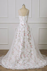 White sweetheart A line tulle long prom dress white formal dress - RongMoon