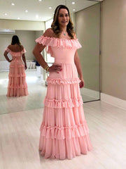 Purple chiffon long prom dress, purple evening dress - RongMoon