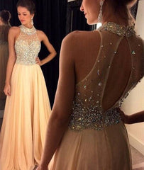 A-line beaded sequin Long Prom Dresses, Evening Dresses - RongMoon