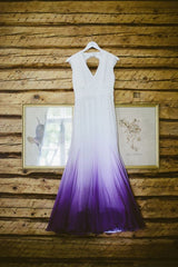 Robes de mariée colorées, robe de mariée violette et blanche, robe de mariée Ombre robe de bal cg11274