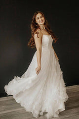 White tulle long prom dress white tulle formal dress - RongMoon