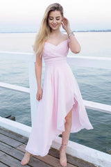 Simple sweetheart chiffon pink prom dress pink formal dress - RongMoon