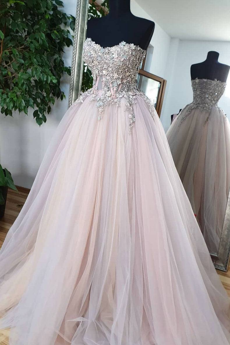 Unique sweetheart tulle lace formal dress tulle lace evening dress - RongMoon