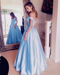 Sexy Off Shoulder Beaded Sashes Satin Prom Dresses Ball Gowns