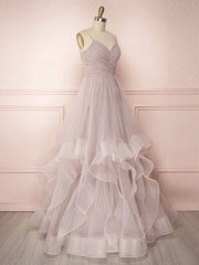 Simple Lotus root starch tulle long prom dress, tulle evening dress - RongMoon