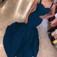 Spaghetti Straps Sweetheart Corset Mermaid Prom Evening Dresses