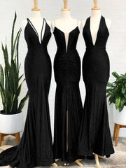 Simple Royal blue v neck mermaid long prom dress blue evening dress - RongMoon