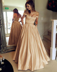 V Neck Off The Shoulder Satin Prom Dresses 2019 Evening Gowns Beaded Sashes