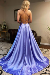 Simple sweetheart backless long satin prom dress evening dress - RongMoon