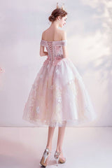 Pink sweetheart tulle lace short prom dress pink cocktail dress - RongMoon