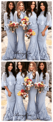 Elegant Lace Mermaid Bridesmaid Dresses, Fancy Wedding Guest Dresses - RongMoon