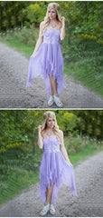 Strapless Lace Bridesmaid Dresses, Unique Purple Wedding Guest Dresses - RongMoon