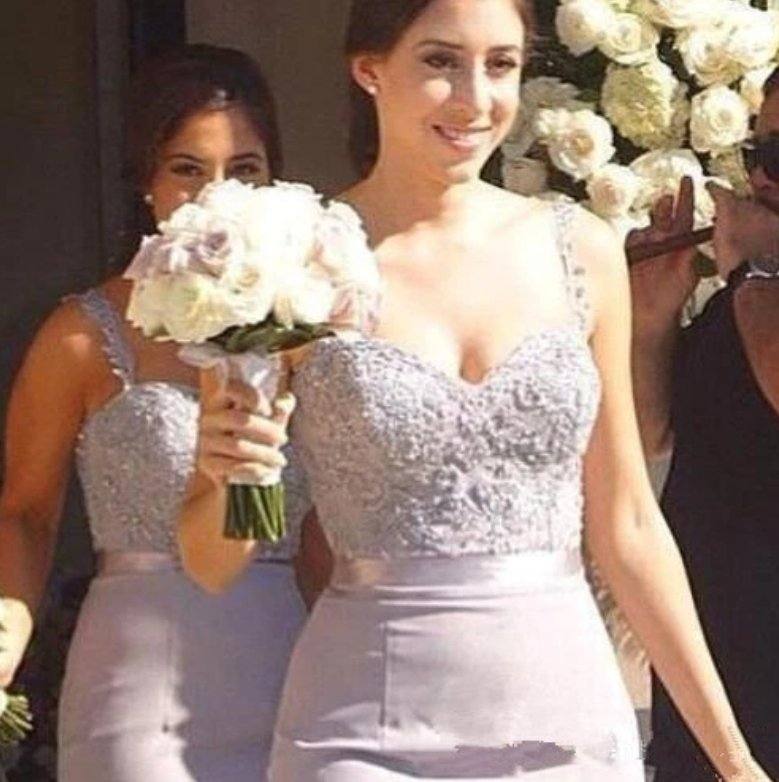 Cheap Bridesmaid Dresses For Women Mermaid Spaghetti Straps Appliques Beaded Long Under 50 Wedding Party Dresses - RongMoon