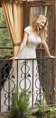 Elegant Lace Sexy V-Neck Mermaid Long Wedding Dresses With Train.DB10097