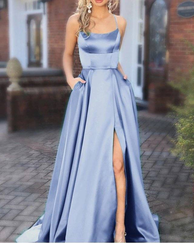 Sexy Backless Long Satin Bridesmaid Dresses - RongMoon