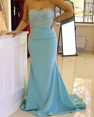 Baby Blue Mermaid Sweetheart Applique Dresses