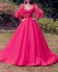 Ball Gown Organza Dresses Sweetheart Corset With Puffy Sleeves - RongMoon