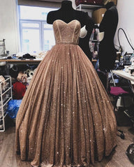 Ball Gown Sweetheart Corset Sparkle Dresses