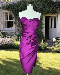 Tight Midi Satin Strapless Dress