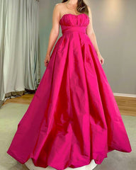 Long Ruched Strapless Empire Bridesmaid Dresses