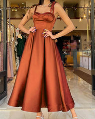 Sweetheart Corset Midi Length Satin Dress