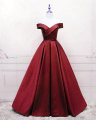 Ball Gown Off The Shoulder Satin Dress - RongMoon