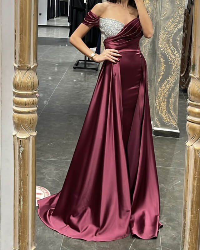 Mermaid Off The Shoulder Dress With Beads