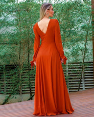 Burnt Orange Bridesmaid Dresses Cold Sleeves