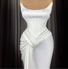 Sexy Robe De Soiree Mermaid Scoop Floor Length Satin Slit Long Prom Dresses Prom Gown Evening Dresses - RongMoon