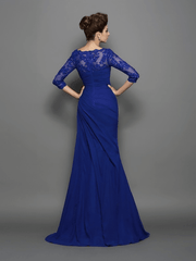 Trumpet/Mermaid Sweetheart Ruched 3/4 Sleeves Long Chiffon Mother of the Bride Dresses - RongMoon