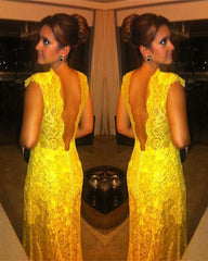 A-Line High Neck Lace Dresses Backless Floor Length Gowns