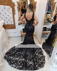 Black Prom Dresses Mermaid Sweetheart Backless Lace Beaded Long Women Prom Gown Evening Dresses Evening Gown Robe De Soiree - RongMoon