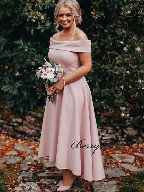 Off Shoulder Pink Hi-low  Lovely Bridesmaid Dresses - RongMoon